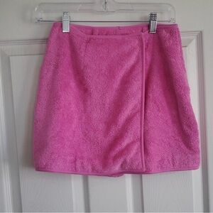 Skims swim pink terry wrap skirt